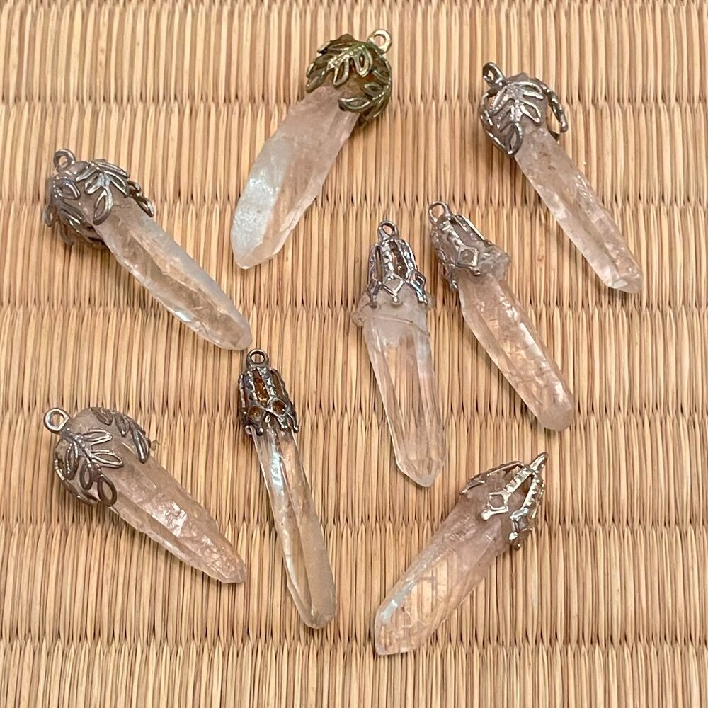 VINTAGE 80s Quartz Crystal Pendants